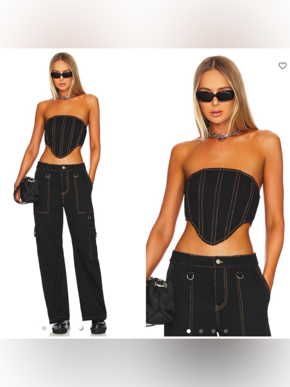 New! By. Dyln x Revolve Jodie Denim Seamed Strapless Corset 🖤 Small NWT!